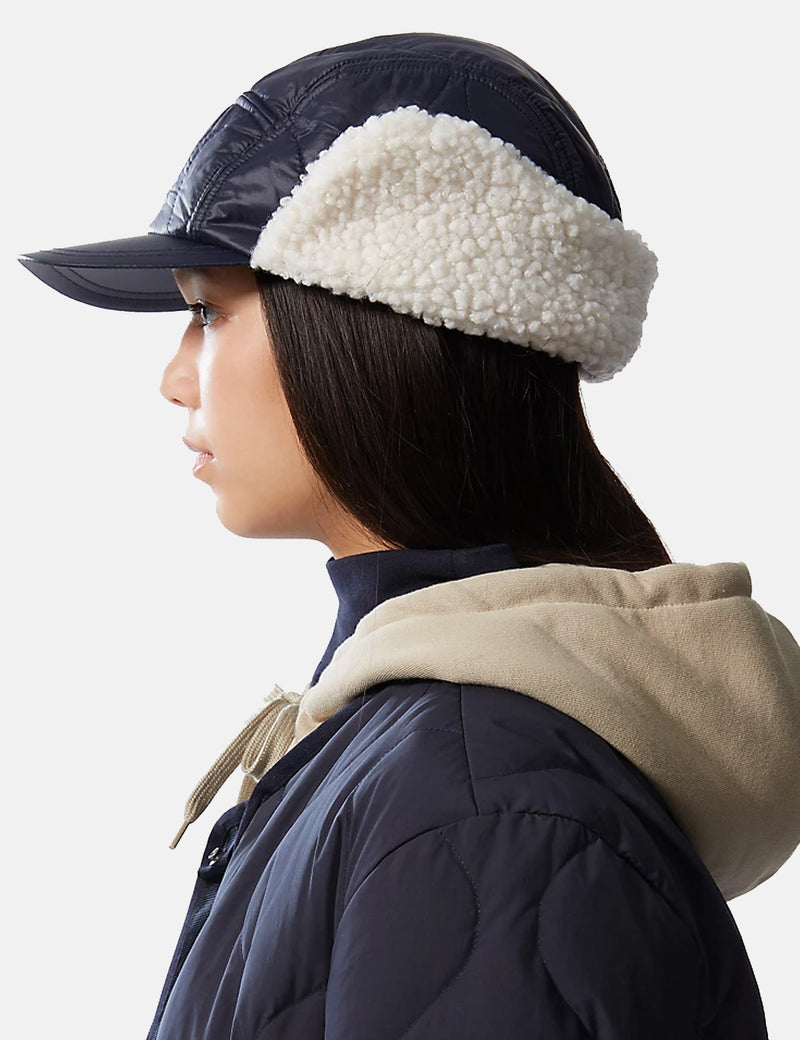 North Face Insulated Earflap Insulated Cap - Aviator Navy Blue/Gardenia White