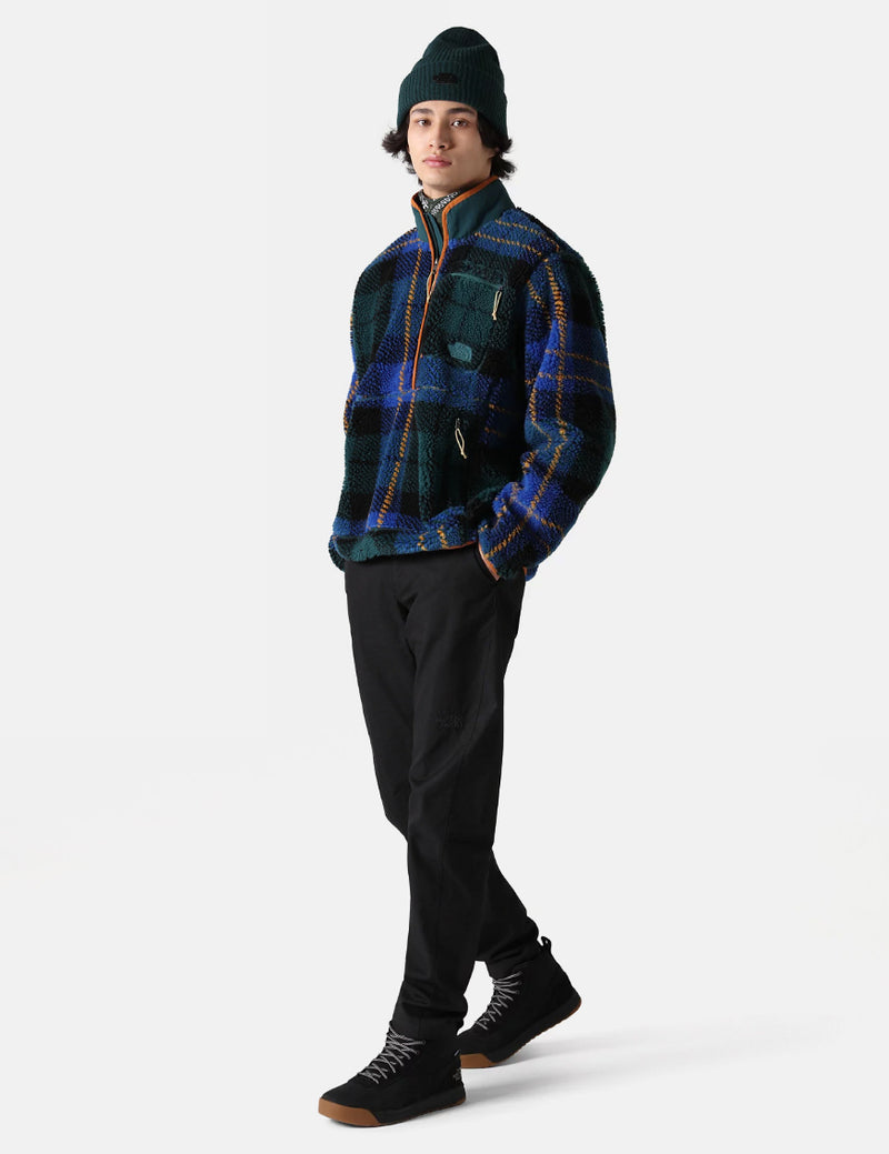 North Face Extreme Pile Pullover Jacket (Plaid Print) - Ponderosa Green