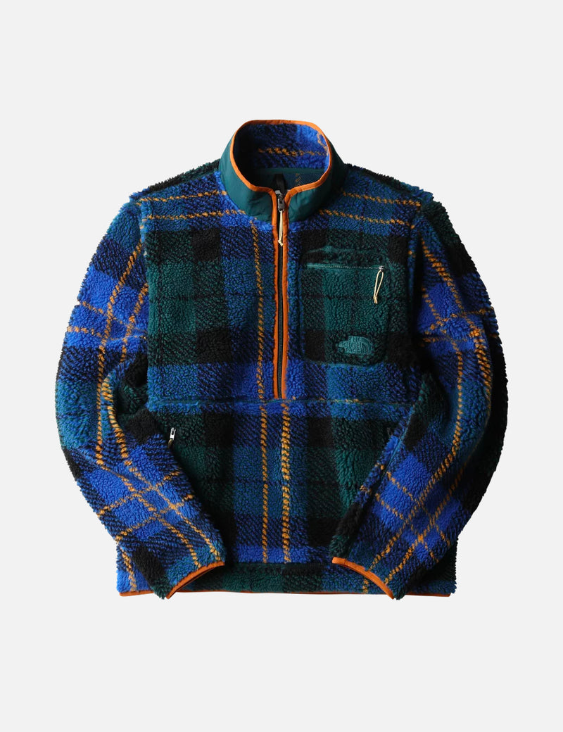 North Face Extreme Pile Pullover Jacket (Plaid Print) - Ponderosa Green