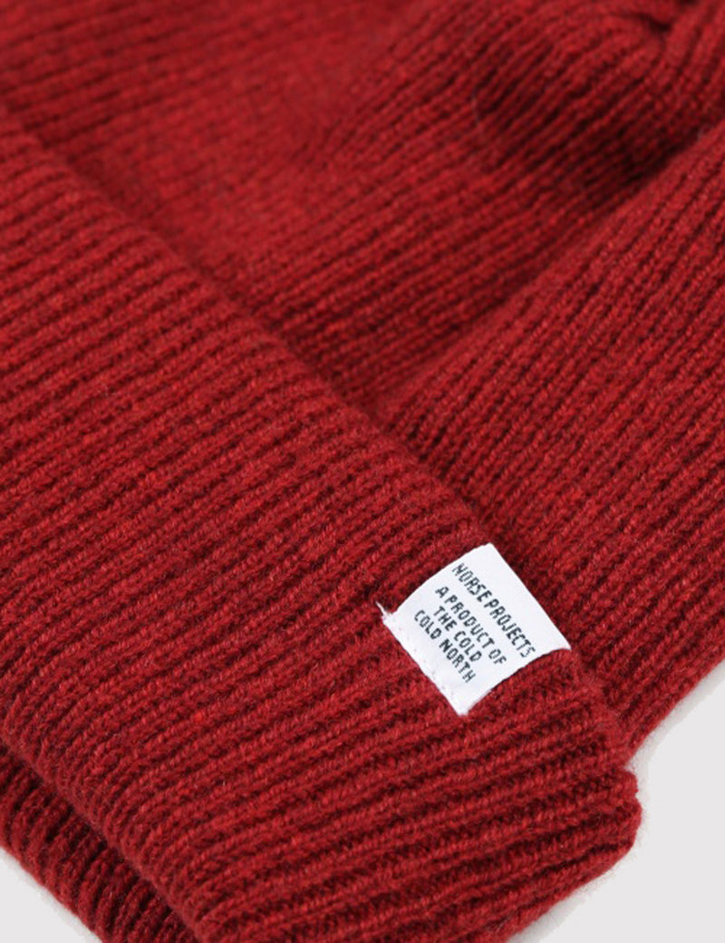 Norse Projects Norse Beanie Hat - Red Clay