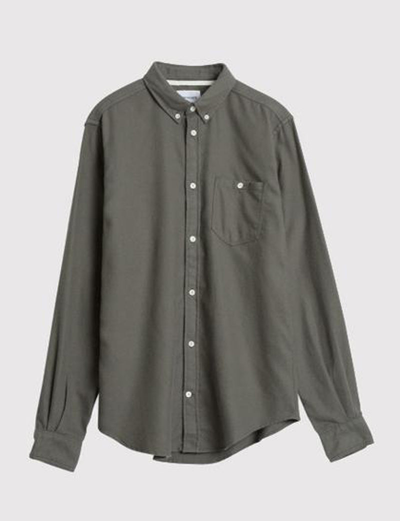 Norse Projects Osvald Brushed Flannel Shirt - Dried Olive