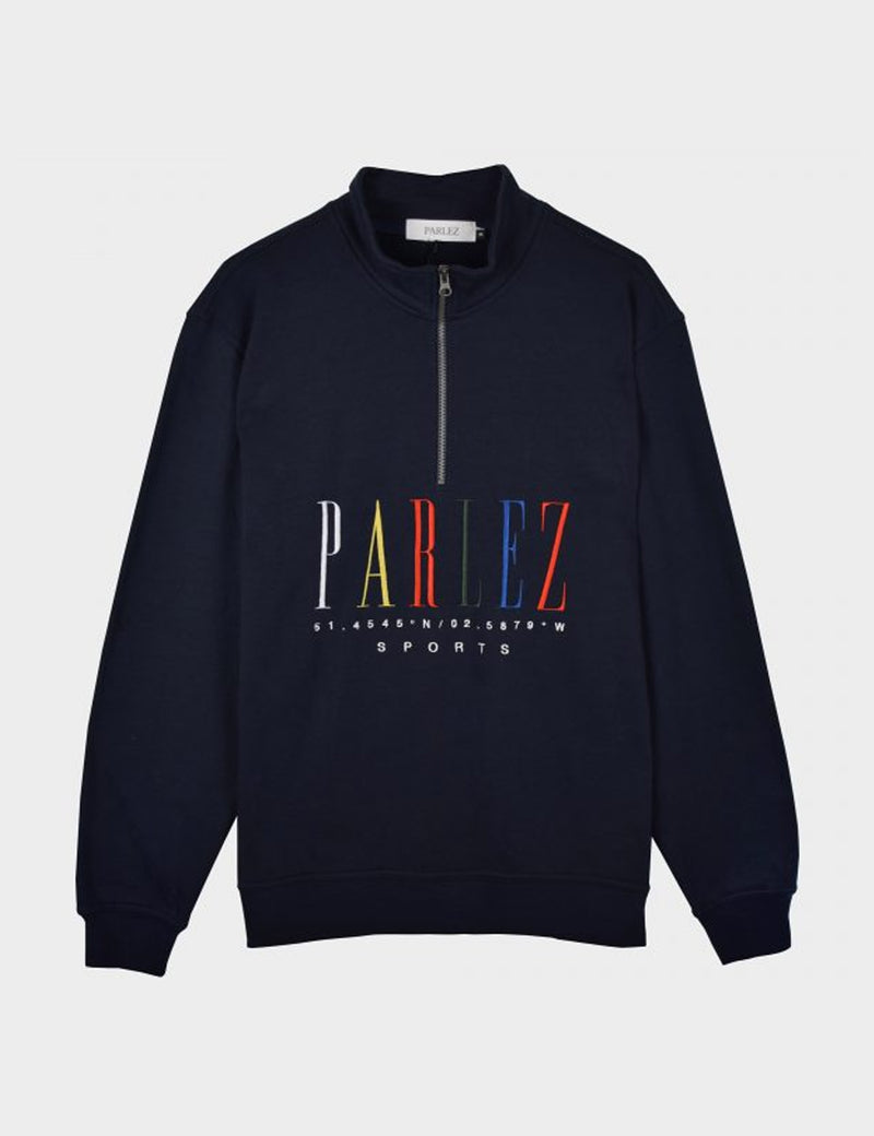 Parlez Tall Quarter Zip Sweatshirt - Navy Blue