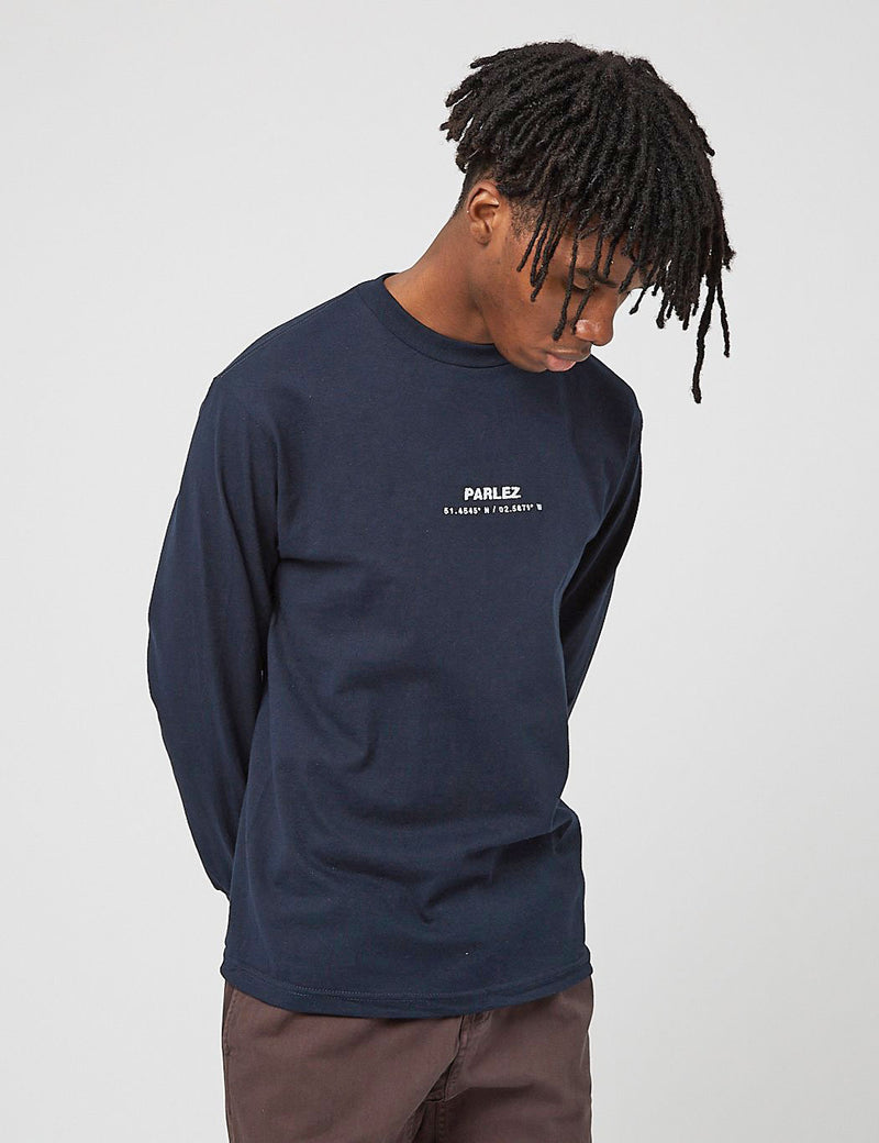 Parlez Cutter Long Sleeve T-Shirt - Navy Blue