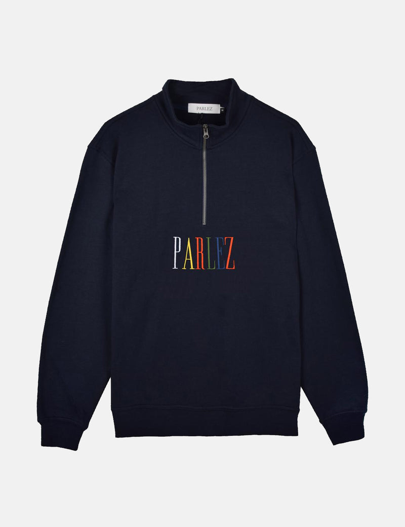 Parlez Anderson 1/4 Zip Sweatshirt - Navy Blue