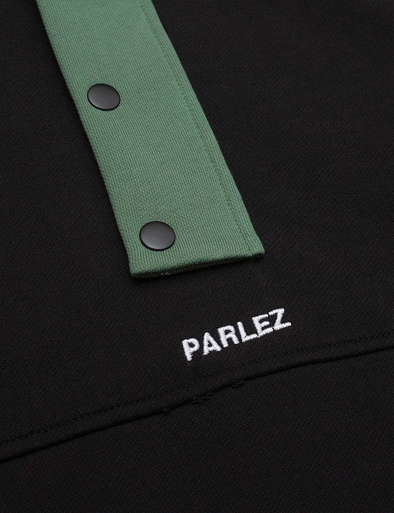 Parlezハーフボタンスウェットシャツ-ブラック