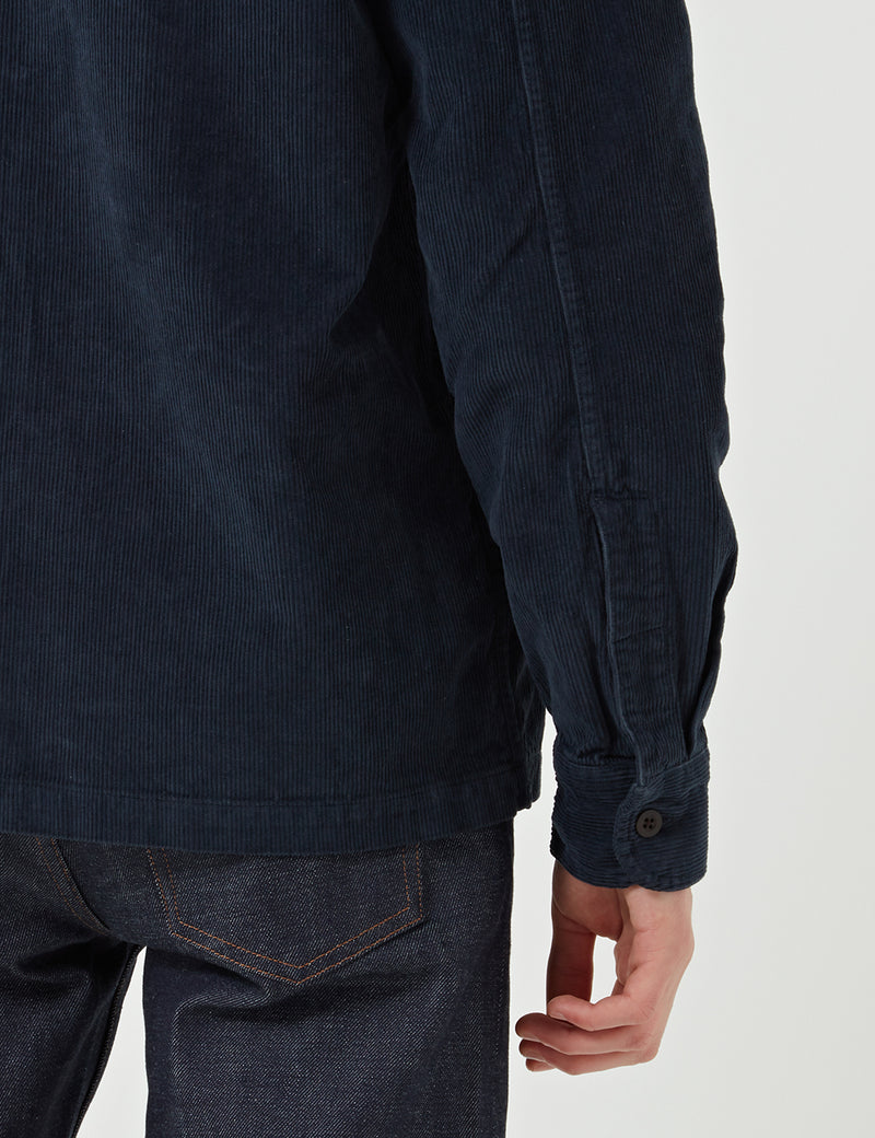 Portuguese Flannel Fecho Zip Jacket (Corduroy) - Dark Navy Blue