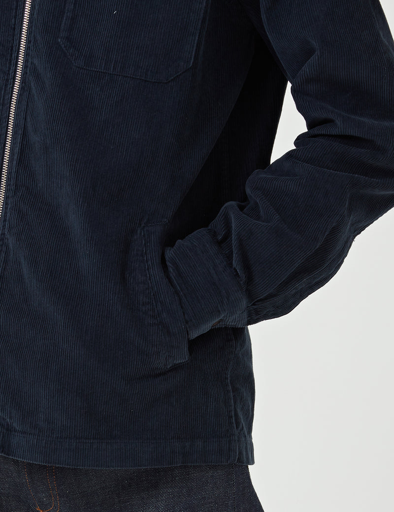 Portuguese Flannel Fecho Zip Jacket (Corduroy) - Dark Navy Blue