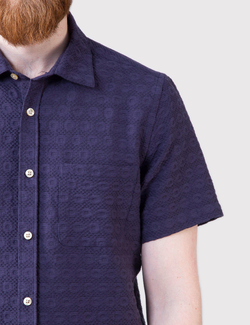Portuguese Flannel Gr퀁Íí€äóço Short Sleeve Shirt - Navy Blue