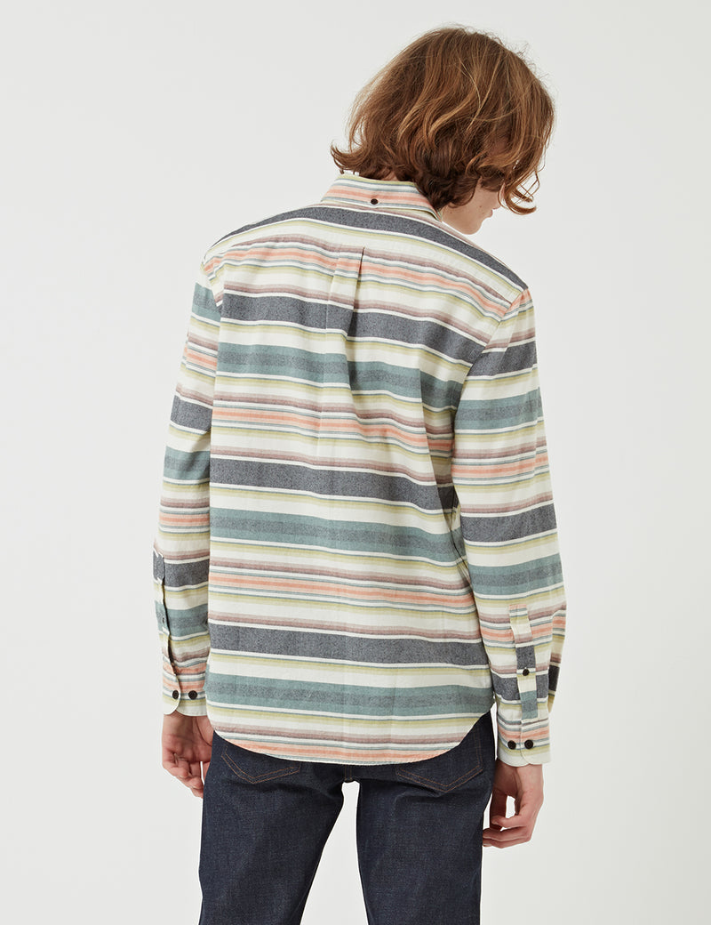 Portuguese Flannel Nativo Shirt (Button Down) - Blue/Mix Stripes