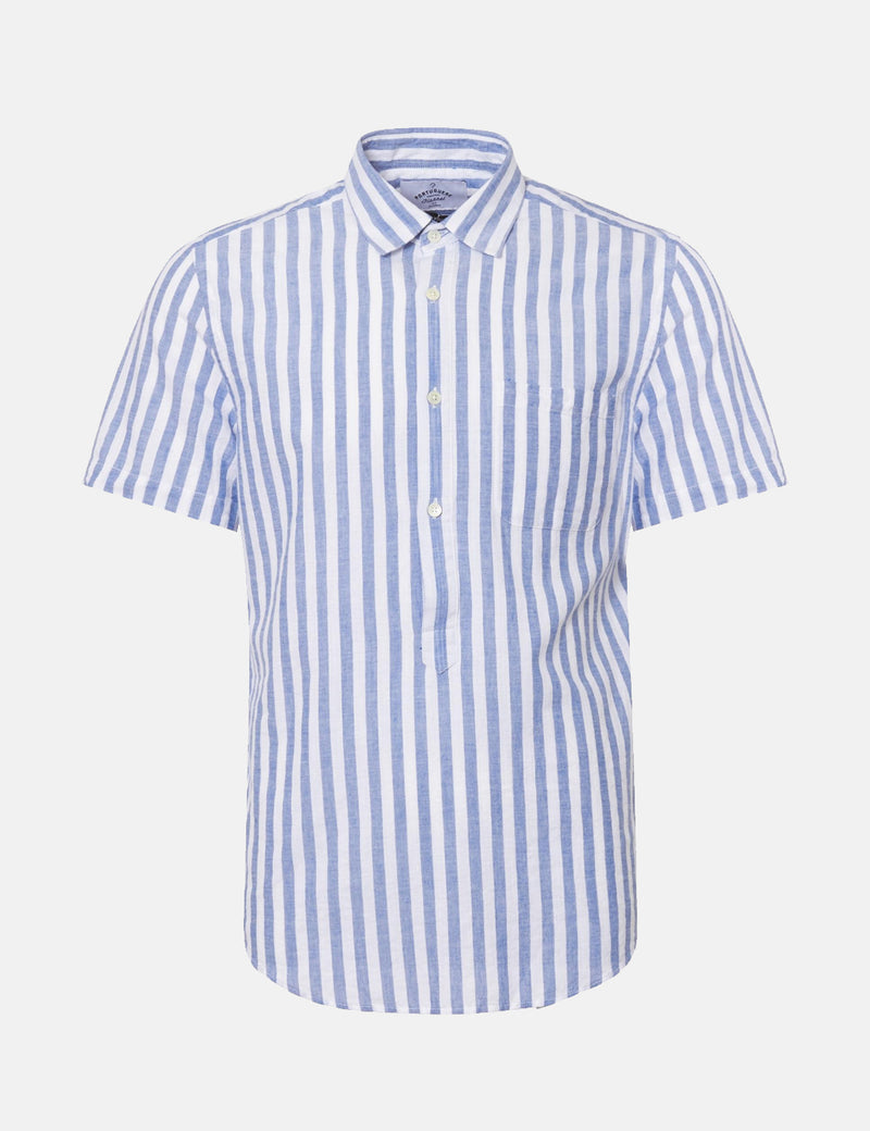 Portuguese Flannel Praia Popover Short Sleeve Shirt - Blue