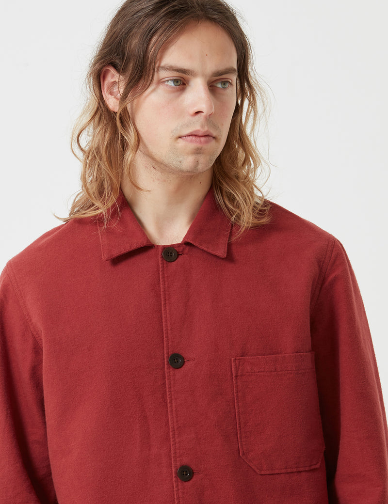 Portuguese Flannel Pinheiro Jacket (Brushed Flannel) - Bordeaux Red