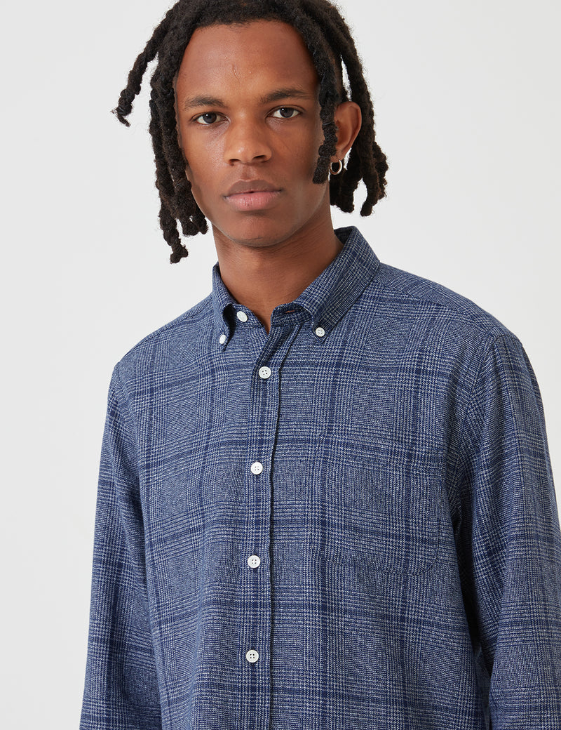Portuguese Flannel 프린세스 오브 웨일즈 셔츠-블루