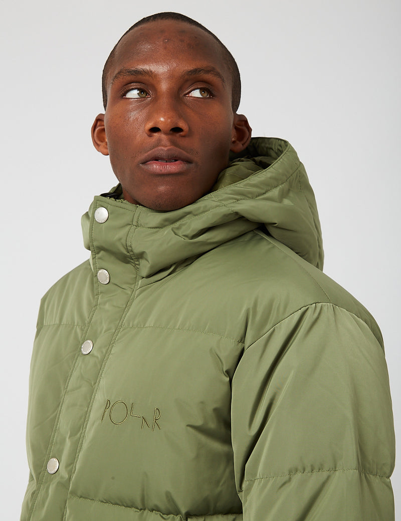 Polar Skate Co. Hood Puffer Jacket - Light Olive Green