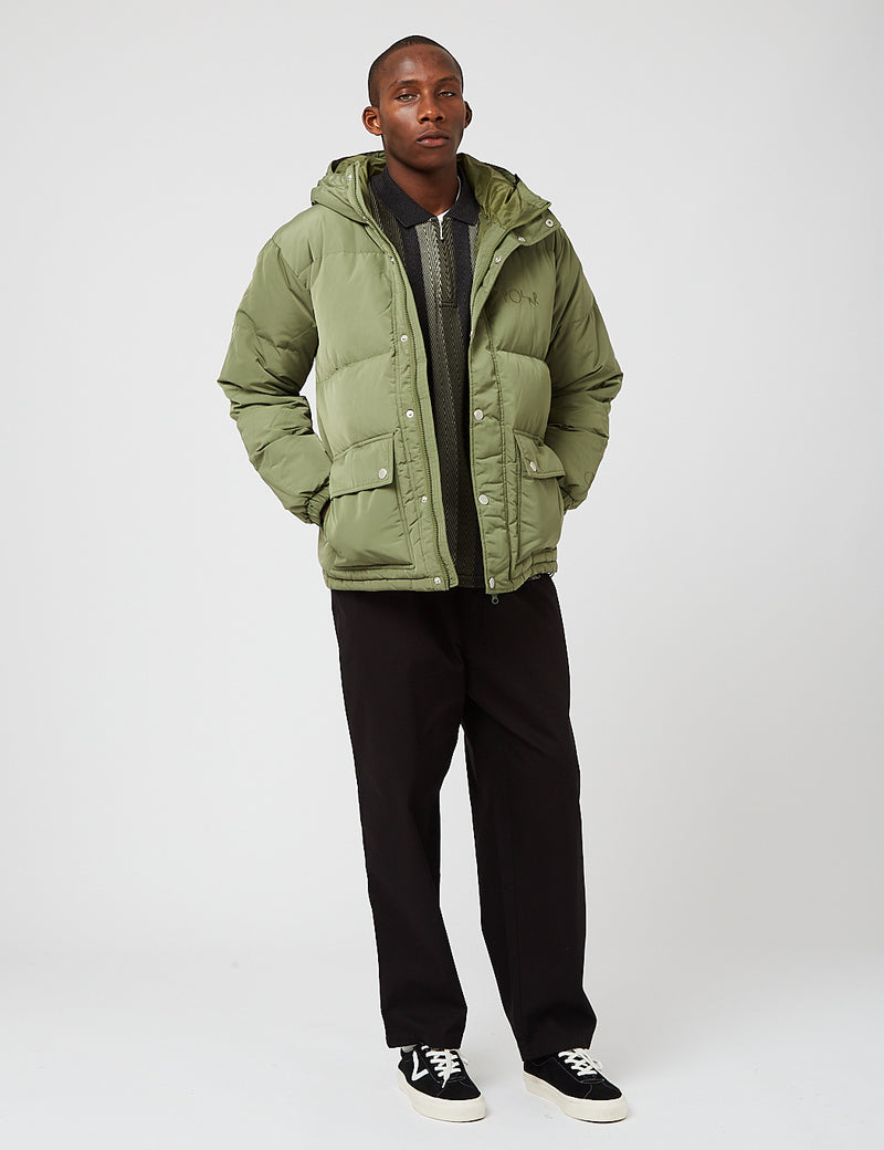 Polar Skate Co. Hood Puffer Jacket - Light Olive Green