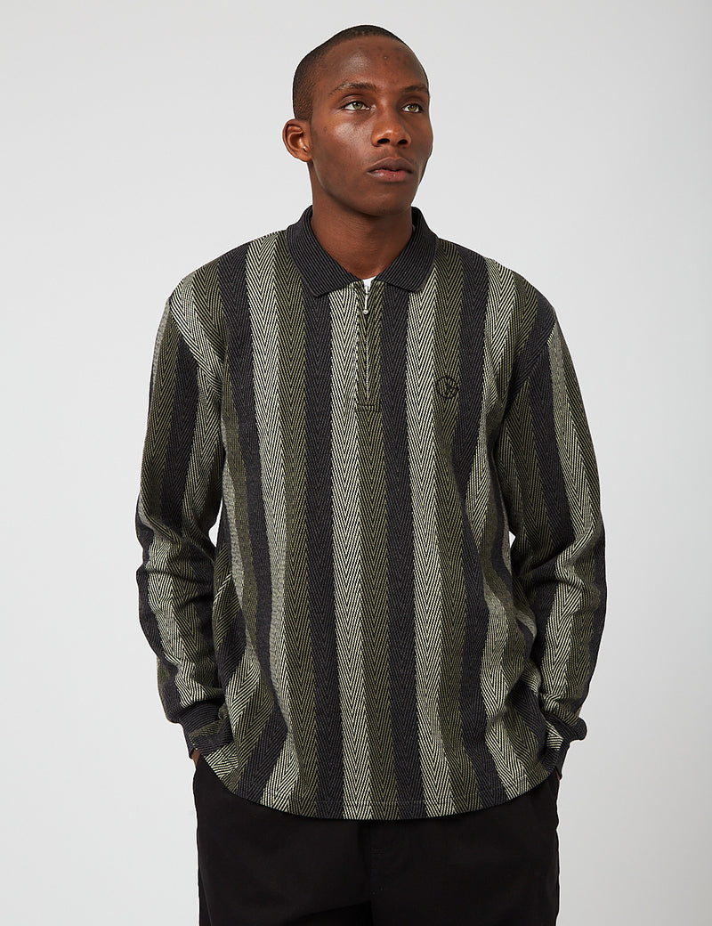 Polar Skate Co. Jacques Long Sleeve Polo Shirt Khaki Green UE. URBAN EXCESS