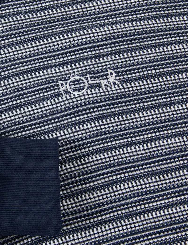 PolarSkateCo.ストライプシン長袖Tシャツ-ネイビーブルー