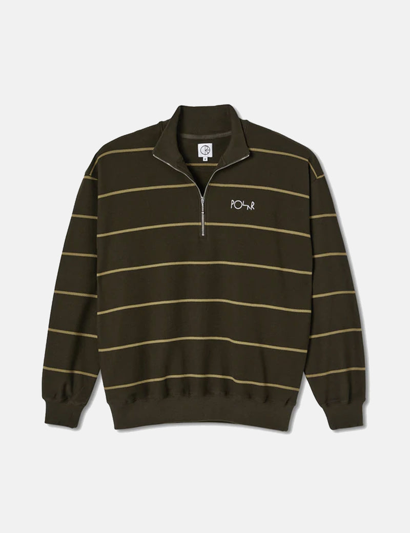 PolarSkateCo.ストライプジップネックスウェットシャツ-ブラウン