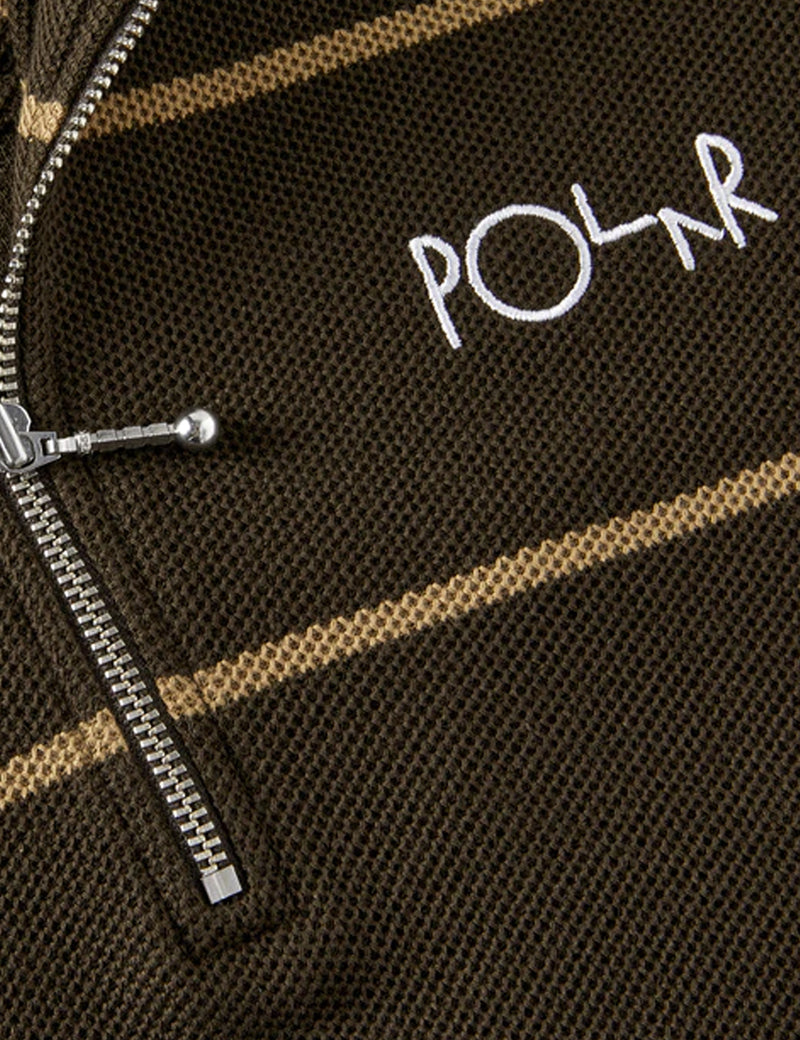 PolarSkateCo.ストライプジップネックスウェットシャツ-ブラウン