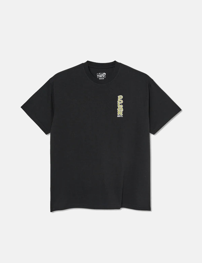 PolarSkateCo.縦型ロゴTシャツ-ブラック
