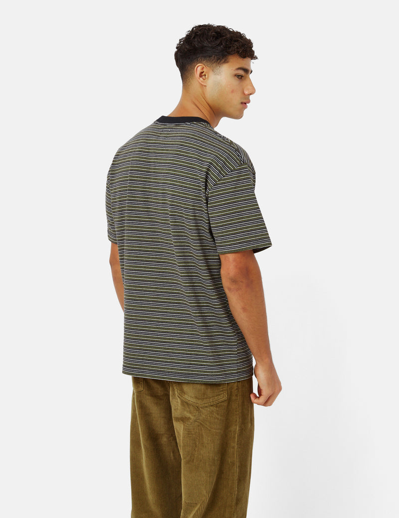 Polar Skate Co. Stripe Pocket T-Shirt - Black/Green