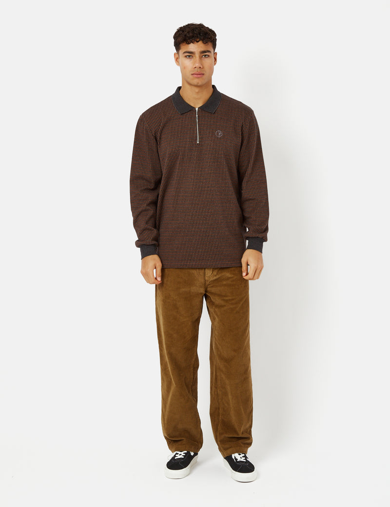 Polar Skate Co. Jacques Polo Long Sleeve Shirt - Grey/Brown