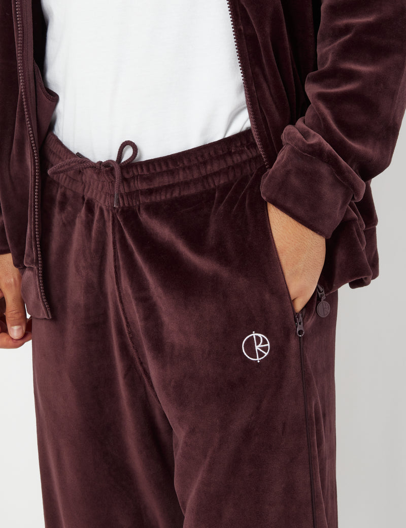 Polar Skate Co. Velour Track Pants - Bordeaux