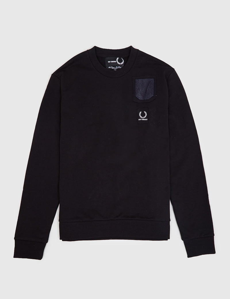 Fred Perry x Raf Simons Denim Pocket Sweatshirt - Black