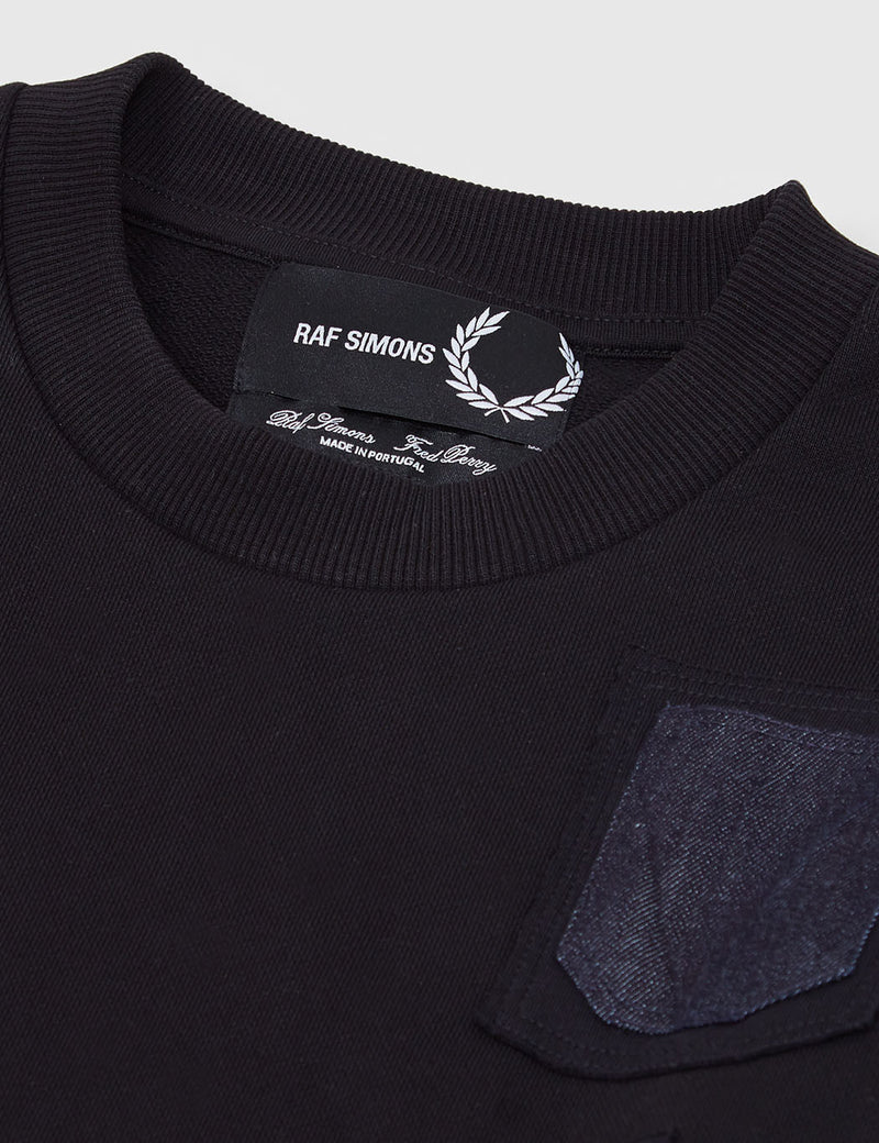 Fred Perry x Raf Simons Denim Pocket Sweatshirt - Black