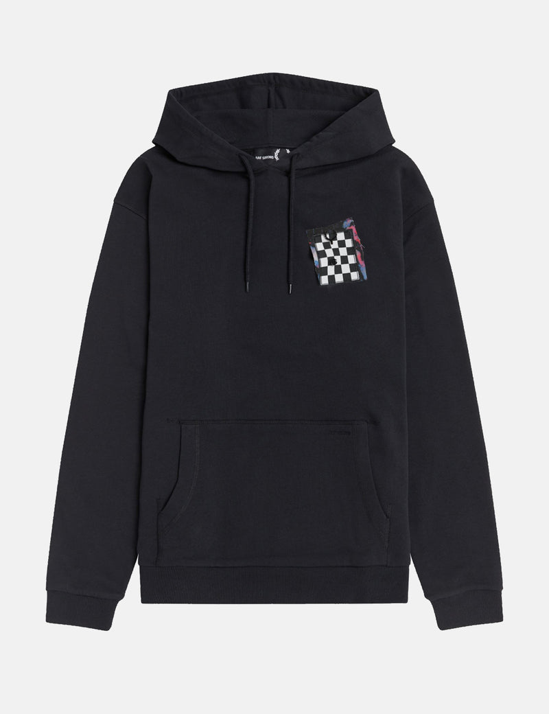 Fred Perry x Raf Simons Pin Details Printed Patch Hoodie - Black