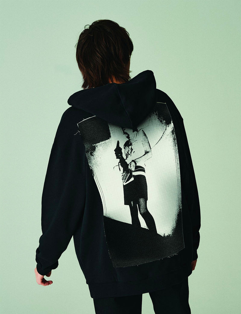 Fred Perry x Raf Simons Pin Details Printed Patch Hoodie - Black