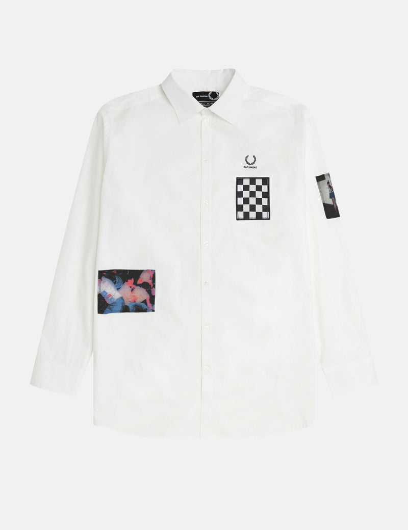 Fred Perry x Raf Simons Oversized Patched Hemd - Weiß