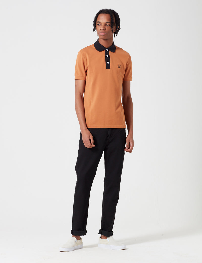 Fred Perry x Raf Simons Short Sleeve Pique Shirt - Bronze