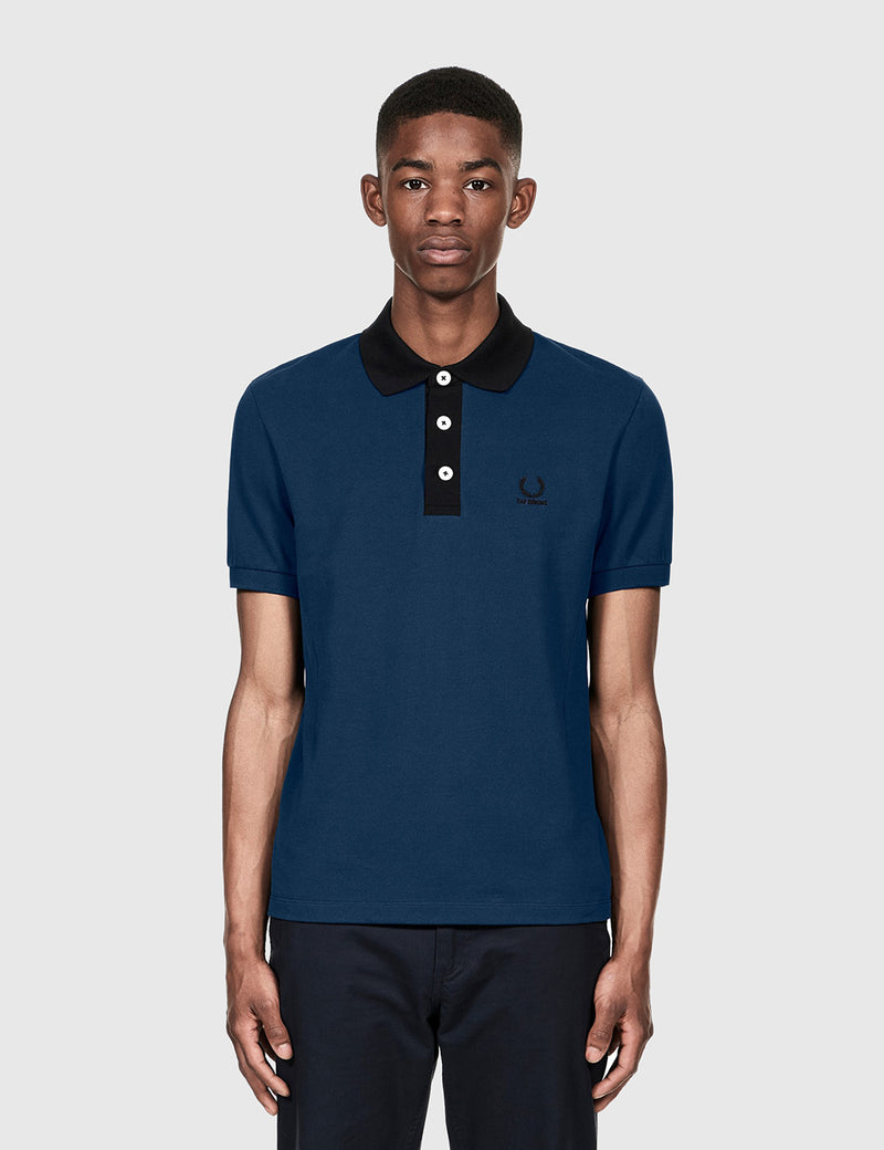 Fred Perry x Raf Simons Short Sleeve Pique Shirt - Dark Blue