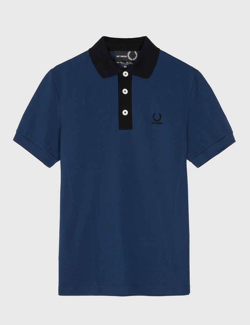 Fred Perry x Raf Simons Short Sleeve Pique Shirt - Dark Blue