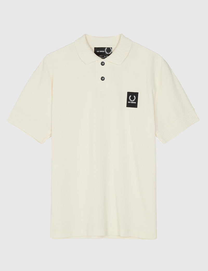 Chemise Fred Perry x Raf Simons en piqué côtelé à manches courtes - Ecru