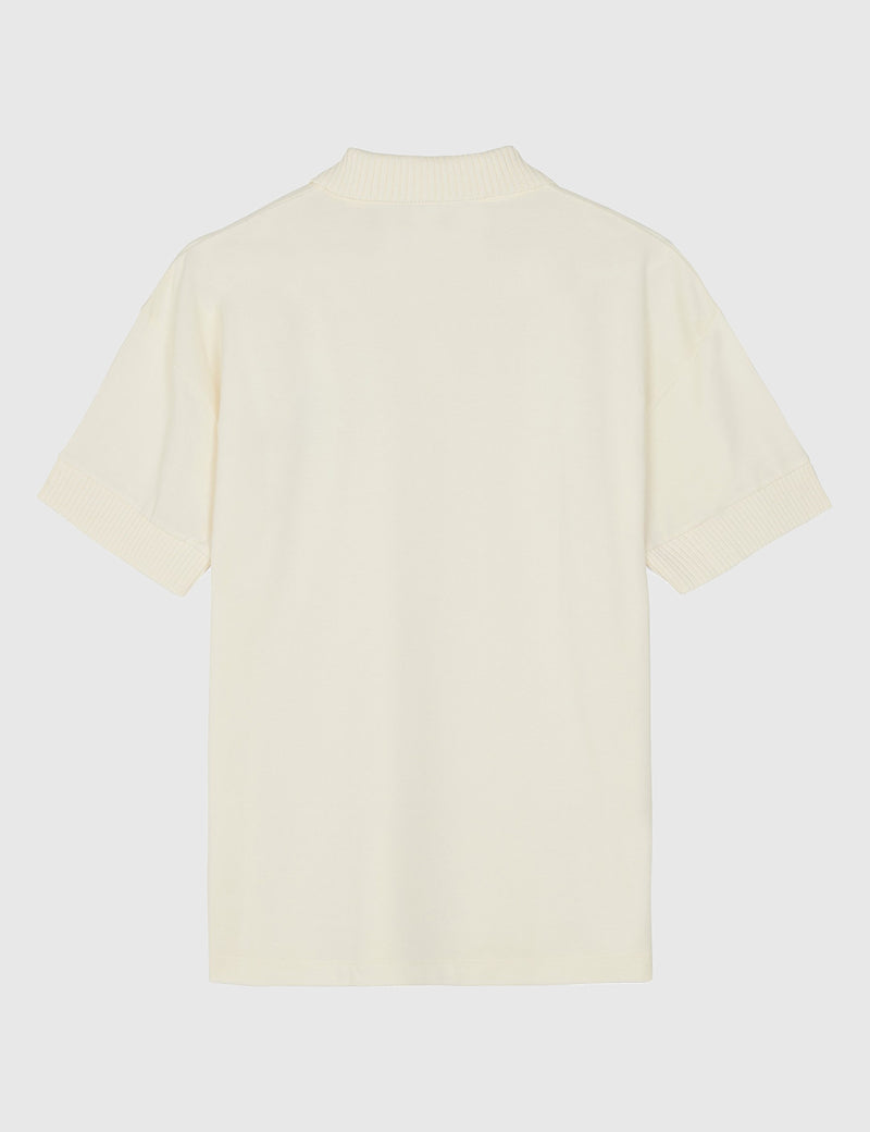 Chemise Fred Perry x Raf Simons en piqué côtelé à manches courtes - Ecru