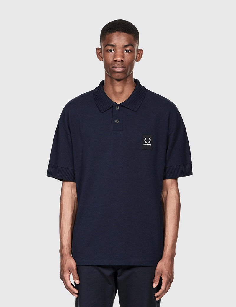 Chemise à Manche Courte Fred Perry x Raf Simons Rib Pique - Dark Navy