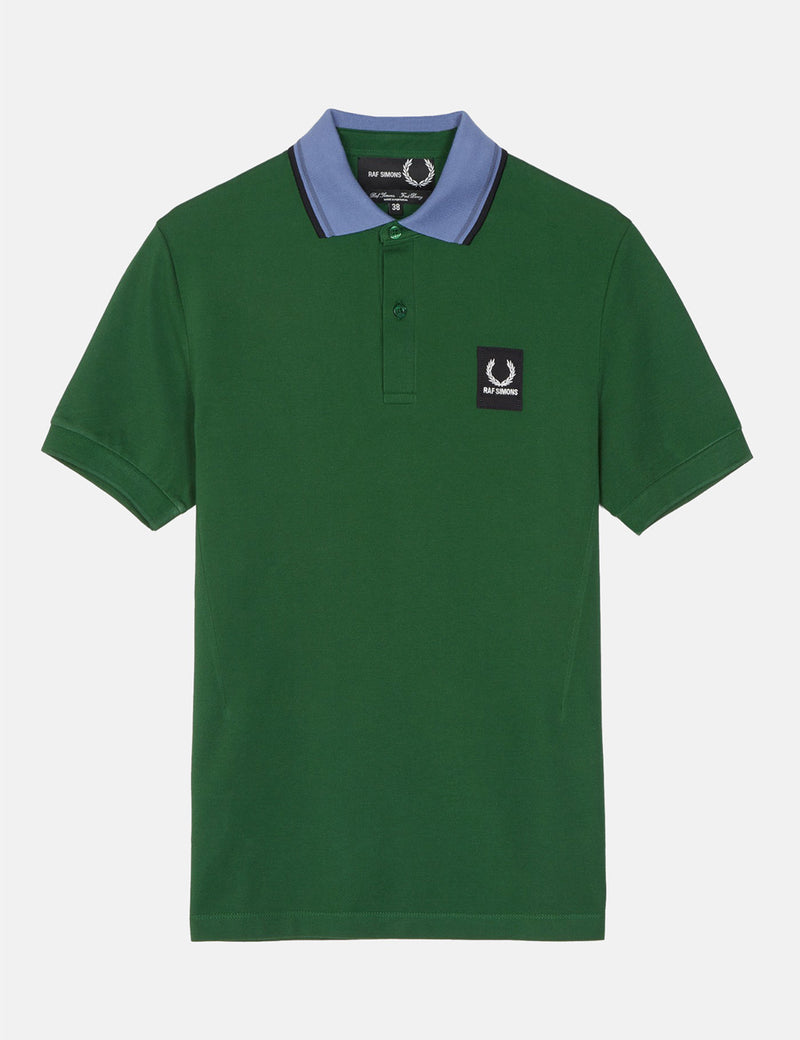 Fred Perry x Raf Simons Contrast Collar Pique Shirt - Tartan Green