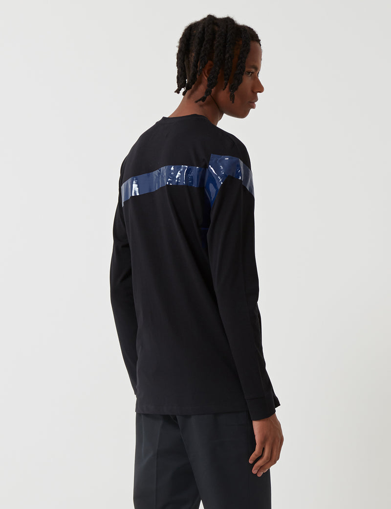 フレッドペリーxラフシモンズテープディテール長袖Tシャツ-ブラック