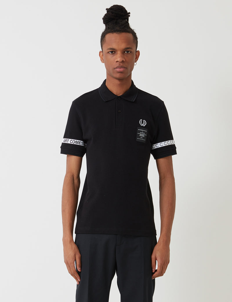 Fred Perry Art Comes First Taped Pique Shirt - Black