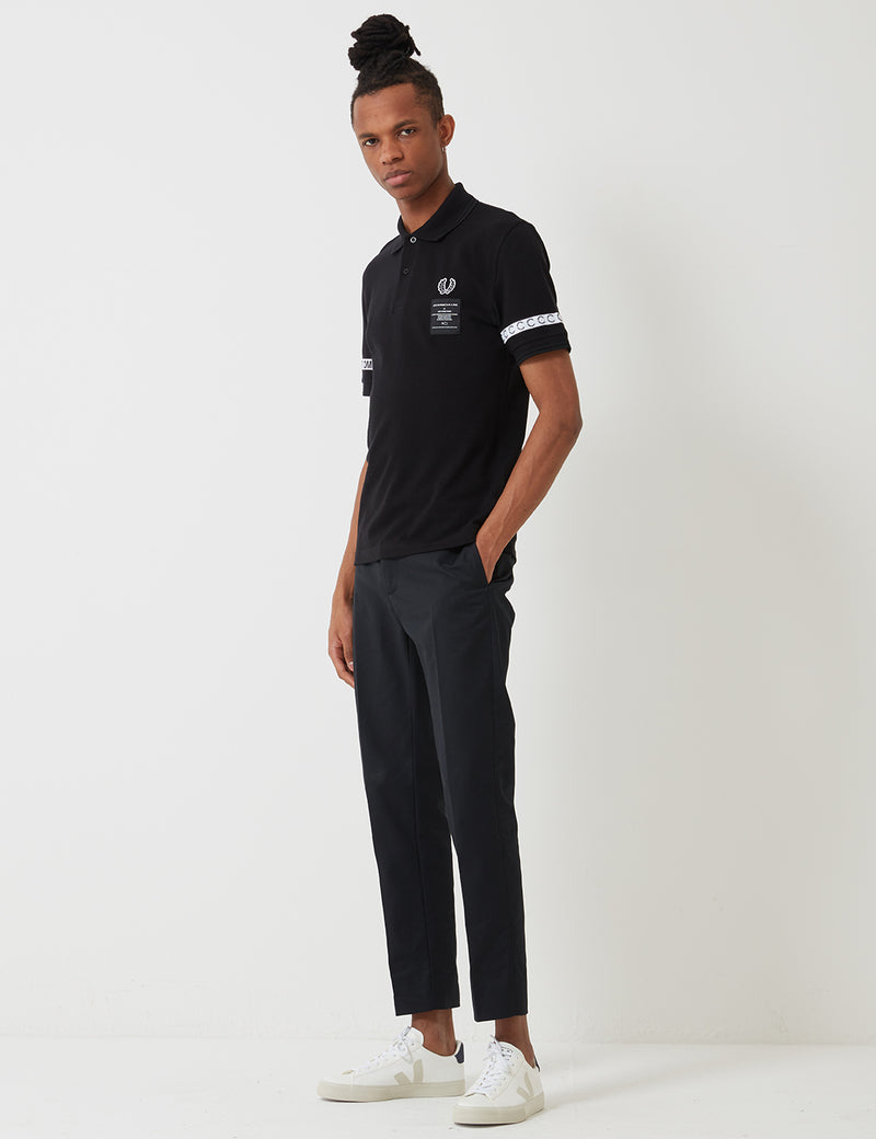 Fred Perry Art Comes First Taped Pique Shirt - Black