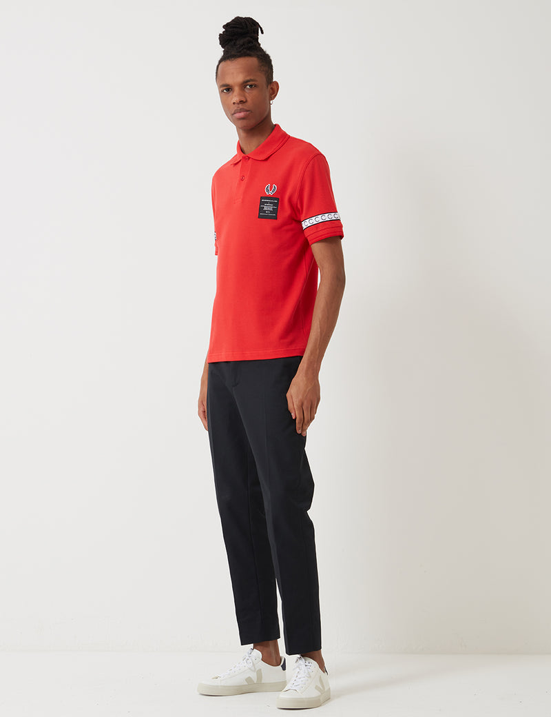 Fred Perry Art Comes First Taped Pique Shirt - Fire Red