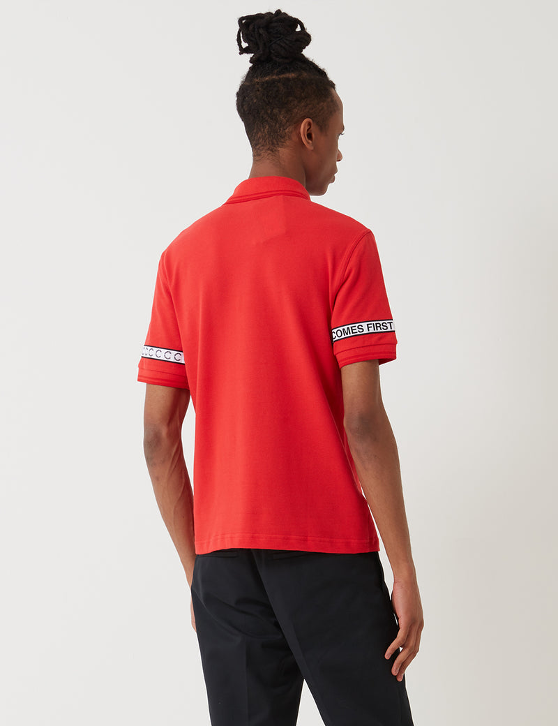 Fred Perry Art Comes First Taped Pique Shirt - Fire Red