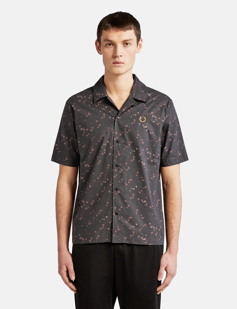 Fred Perry x Miles Kane Liberty Print Bowling Shirt  - Black