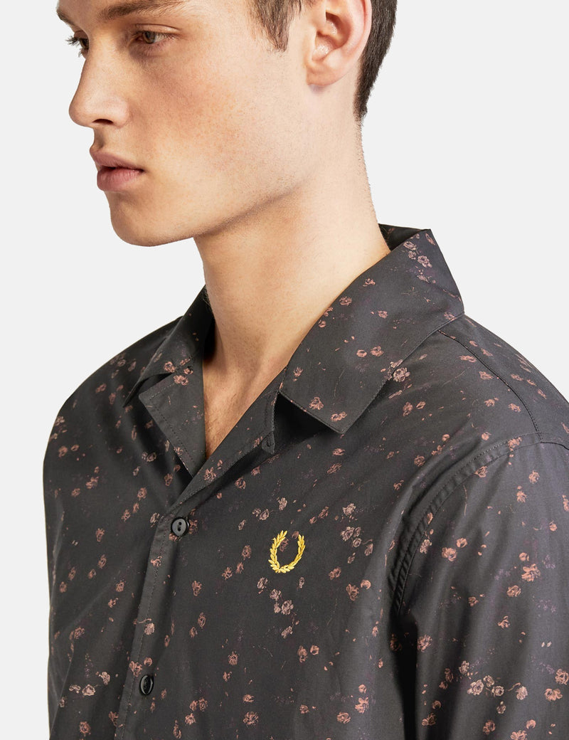 Fred Perry x Miles Kane Liberty Print Bowling Shirt  - Black