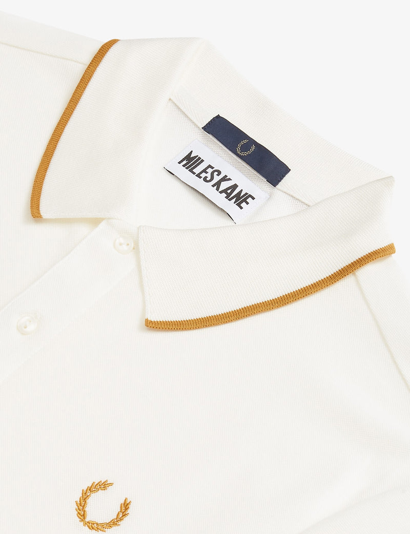 Chemise Fred Perry x Miles Kane Fine Tipped Pique - Blanche Neige