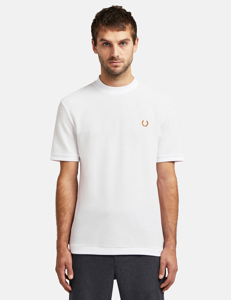 フレッドペリーxマイルタートルネックピケTシャツ-ホワイト