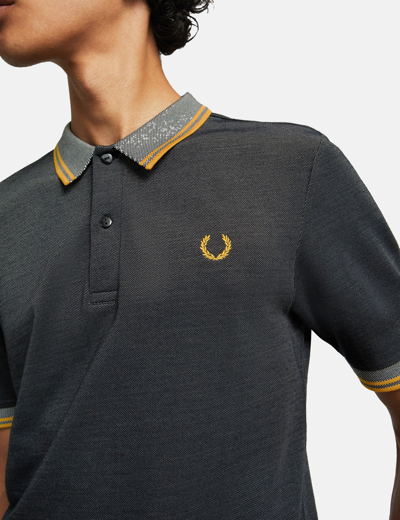 Fred Perry x Miles Kane Two Tone Pique Shirt - Gunmetal