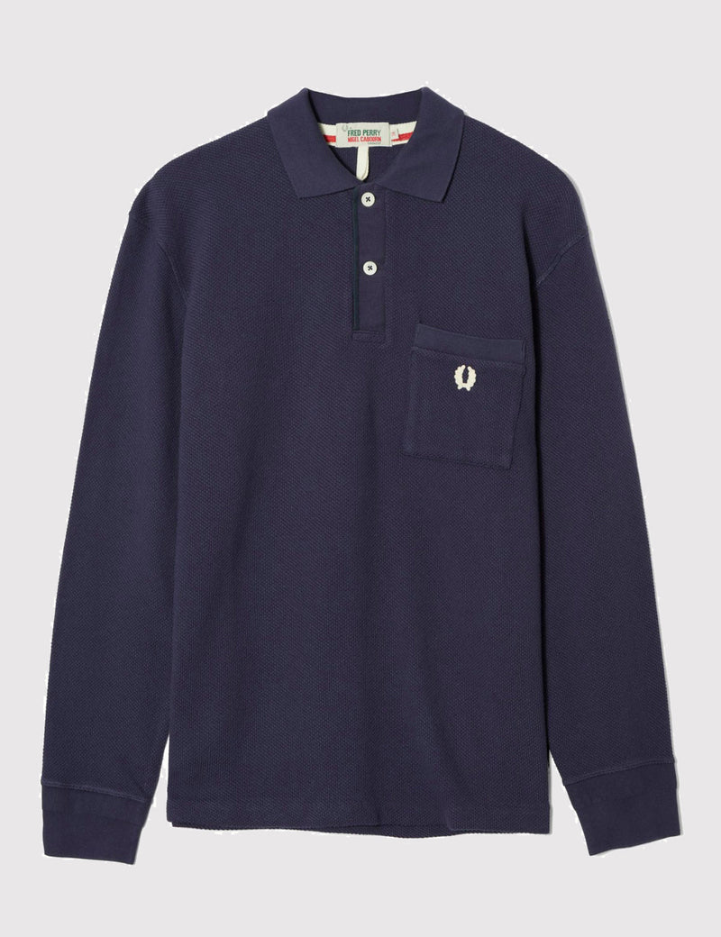 Fred Perry x Nigel Cabourn Long Sleeve Training Pique Shirt - French Navy