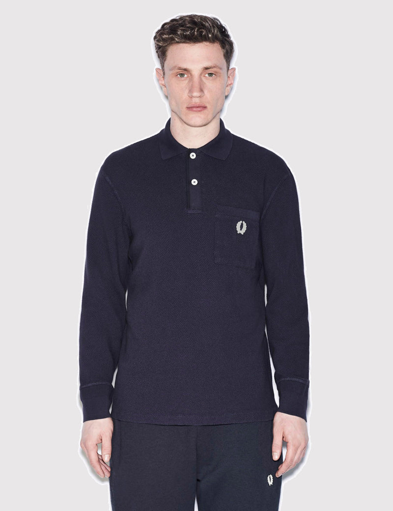 Fred Perry x Nigel Cabourn Long Sleeve Training Pique Shirt - French Navy